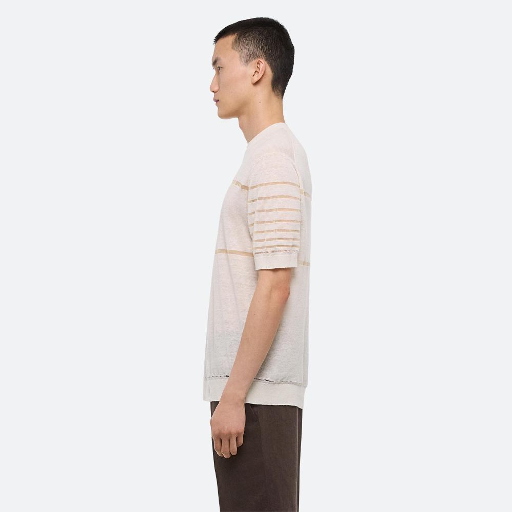 Helmut Lang Sheer Stripe Tee Ivory