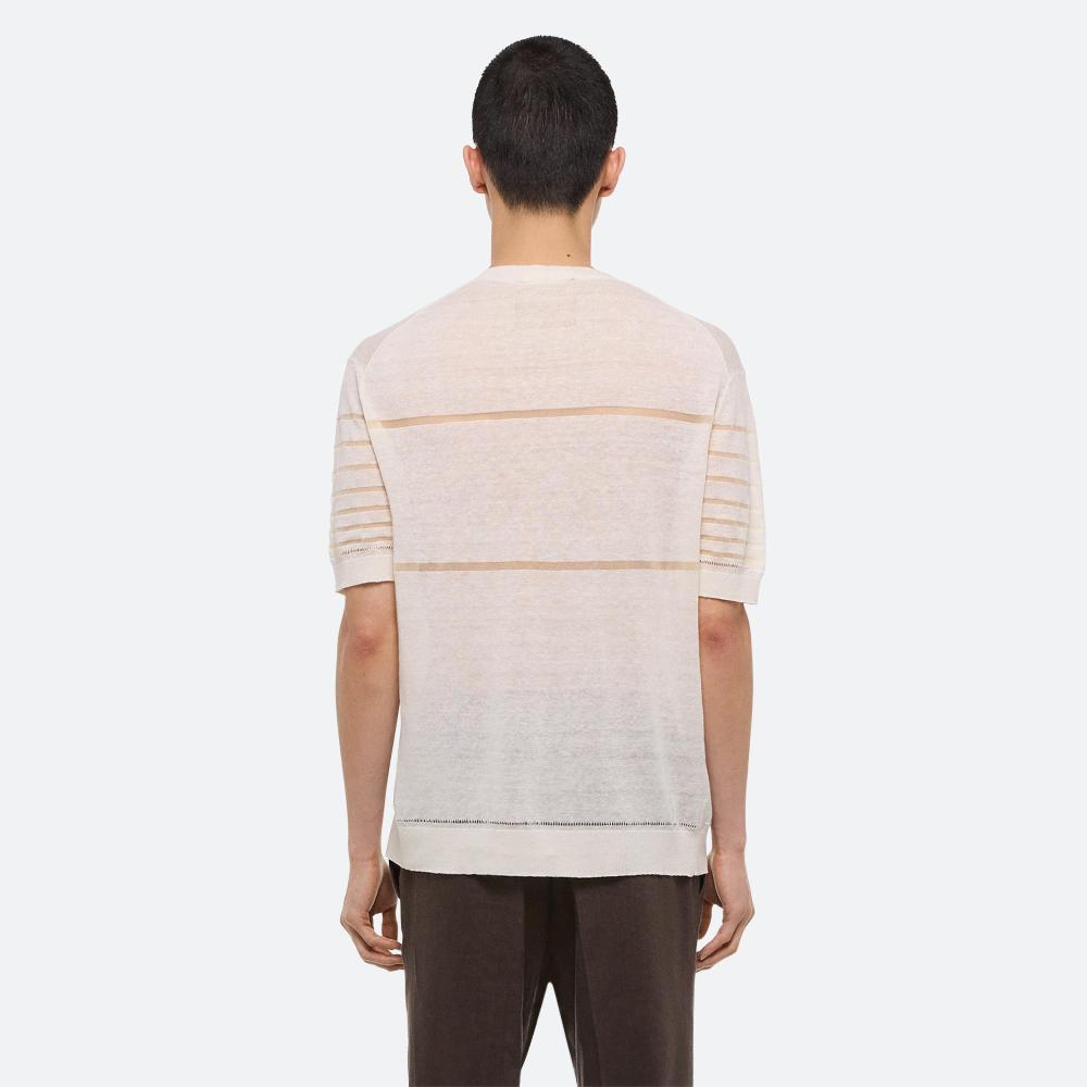 Helmut Lang Sheer Stripe Tee Ivory