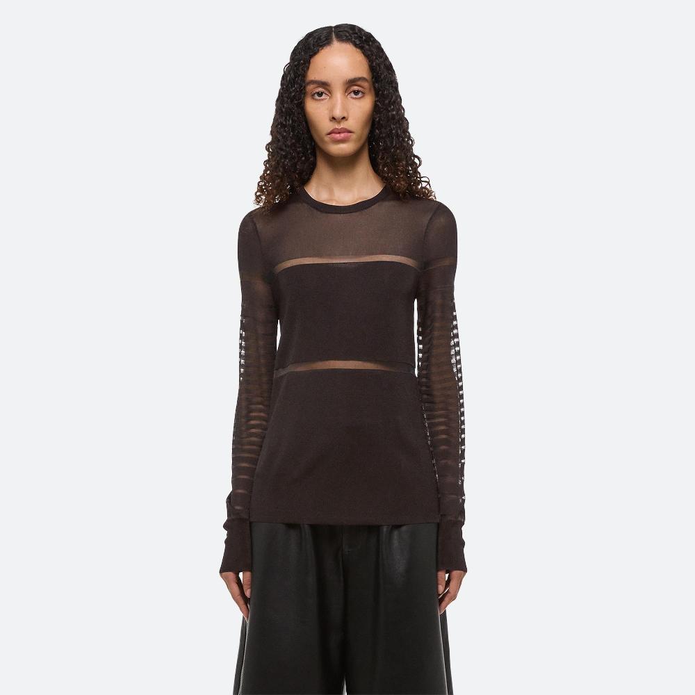 Helmut Lang Sheer Stripe Top Espresso