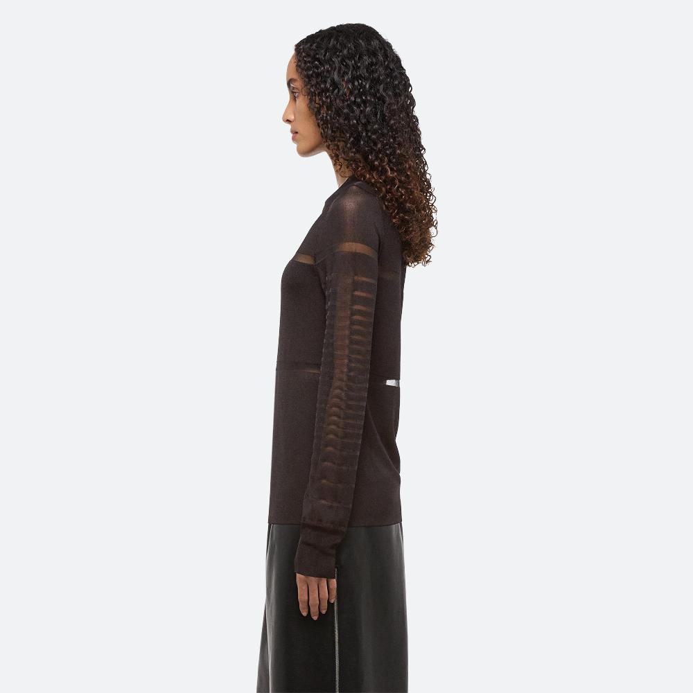 Helmut Lang Sheer Stripe Top Espresso