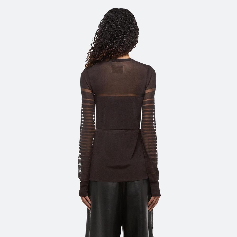 Helmut Lang Sheer Stripe Top Espresso