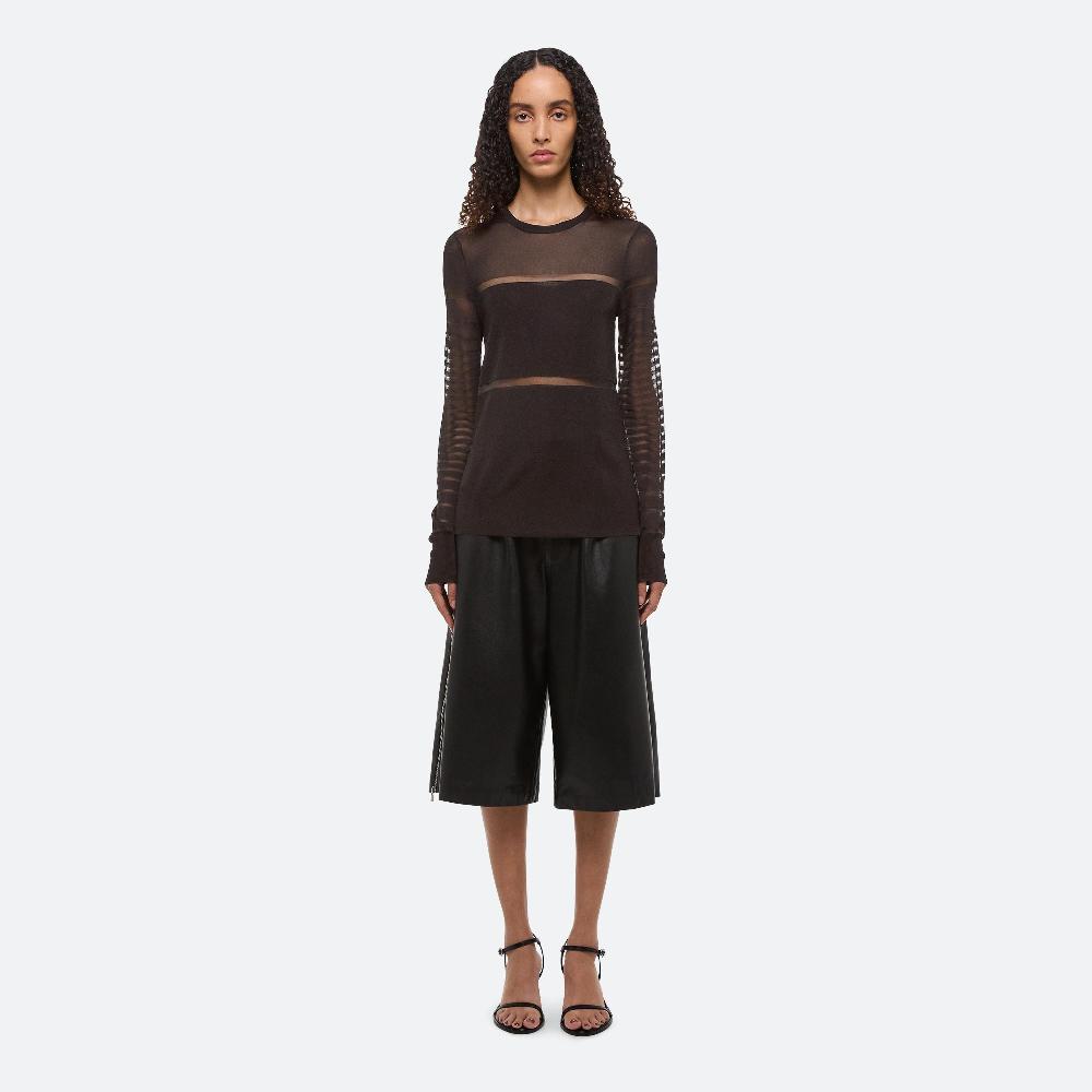 helmut lang Sheer Stripe Top espresso