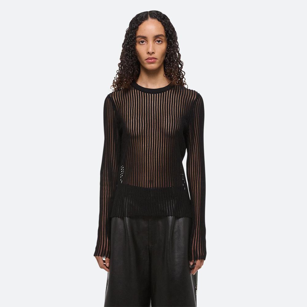 Helmut Lang Spaced Sheer Crewneck Black