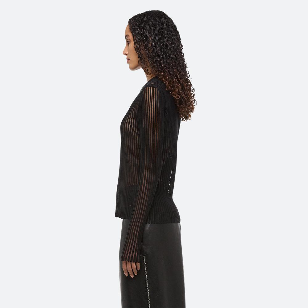 Helmut Lang Spaced Sheer Crewneck Black