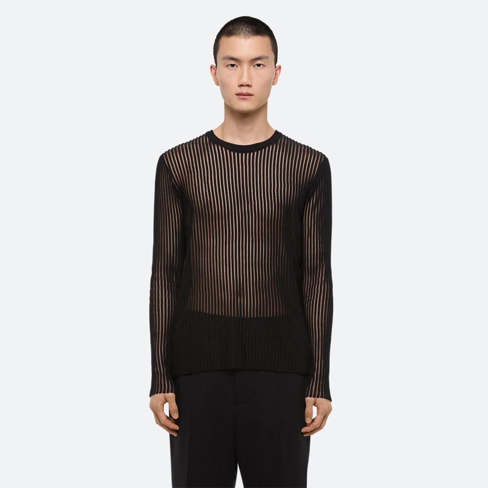 Helmut Lang Spaced Sheer Crewneck Black