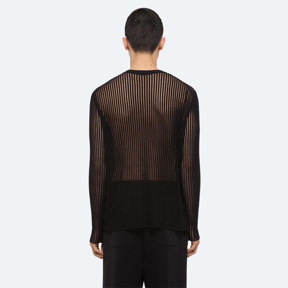 Helmut Lang Spaced Sheer Crewneck Black