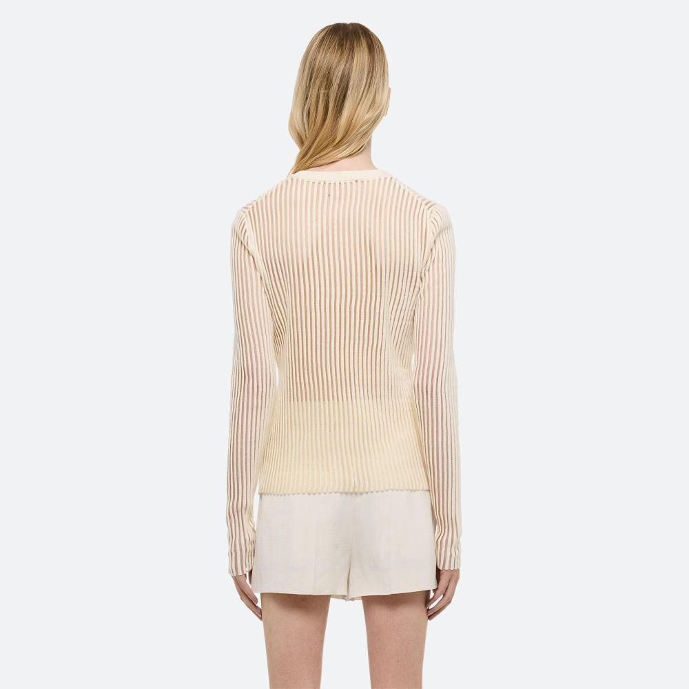 Helmut Lang Spaced Sheer Crewneck Ivory