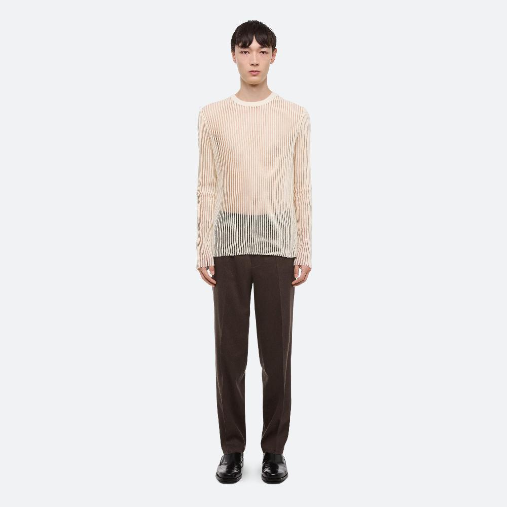 Helmut Lang Spaced Sheer Crewneck Ivory