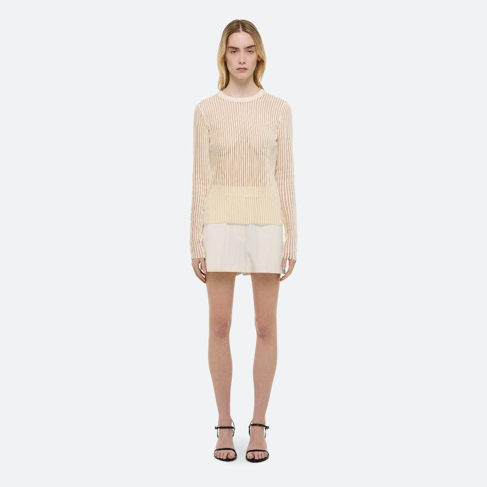 helmut lang Spaced Sheer Crewneck ivory