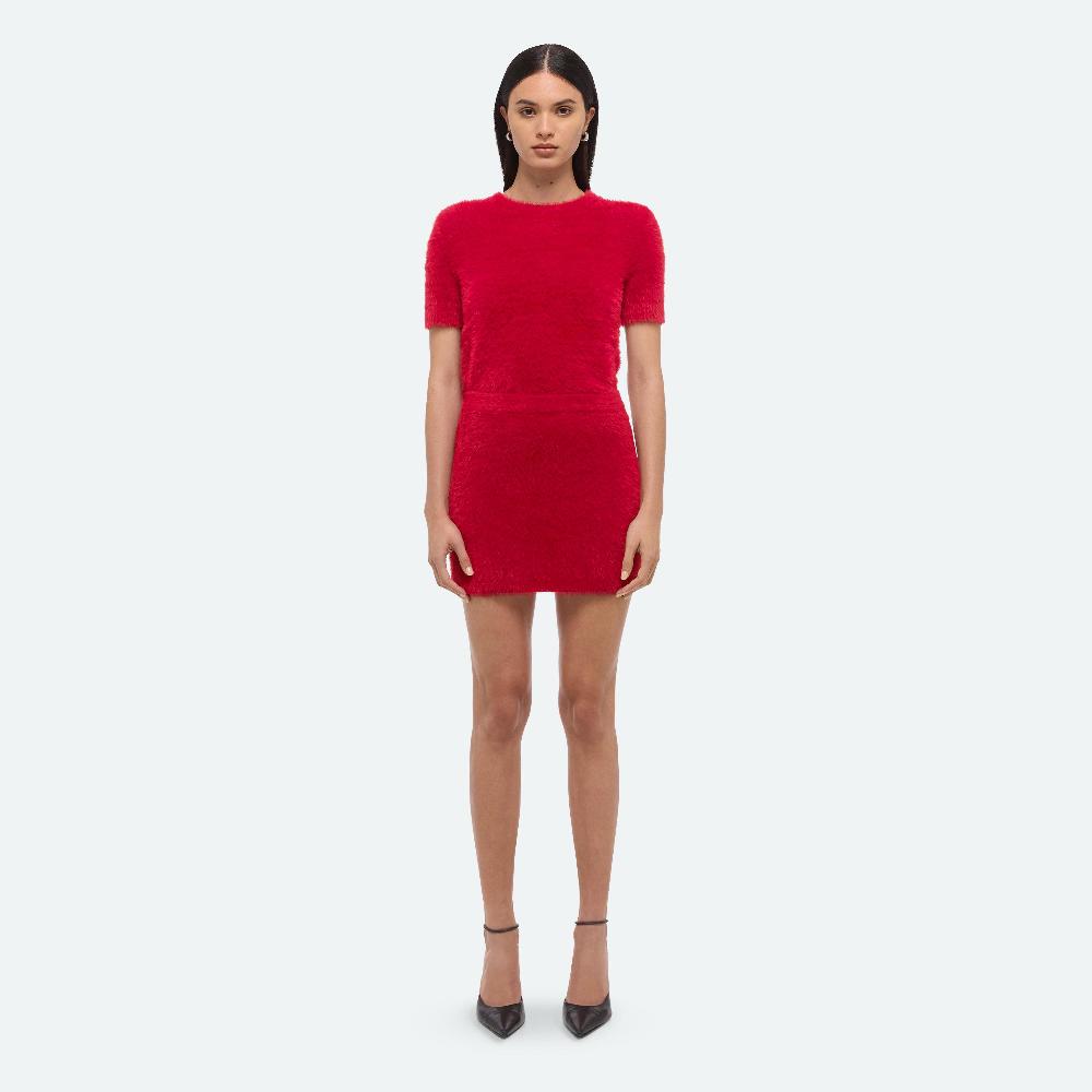helmut Lang Sweater Mini Skirt Red