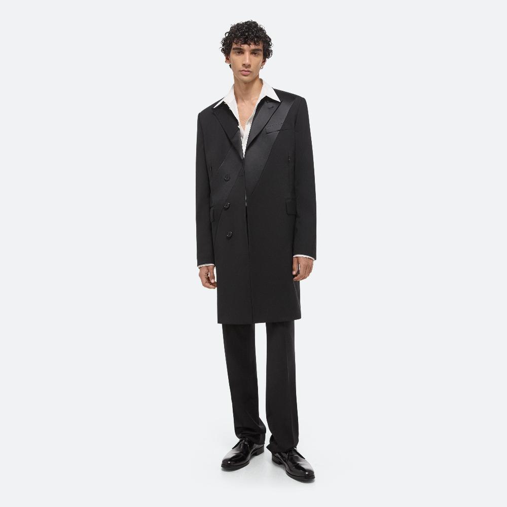 helmut lang Virgin Wool Tuxedo Car Coat black
