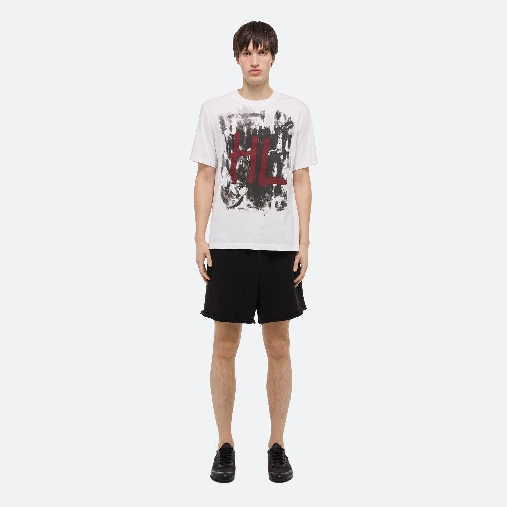 Helmut Lang White Scribble Tee White/black