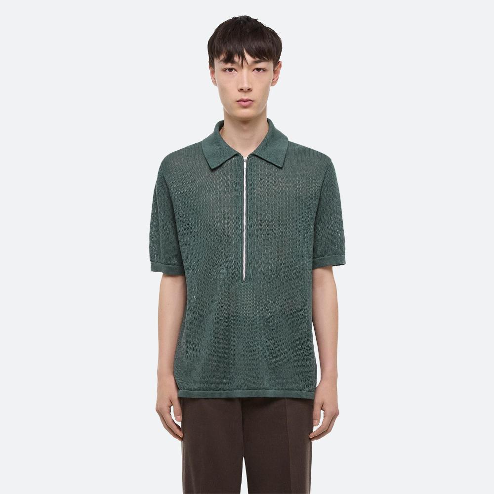 Helmut Lang Zip Polo Blue Green