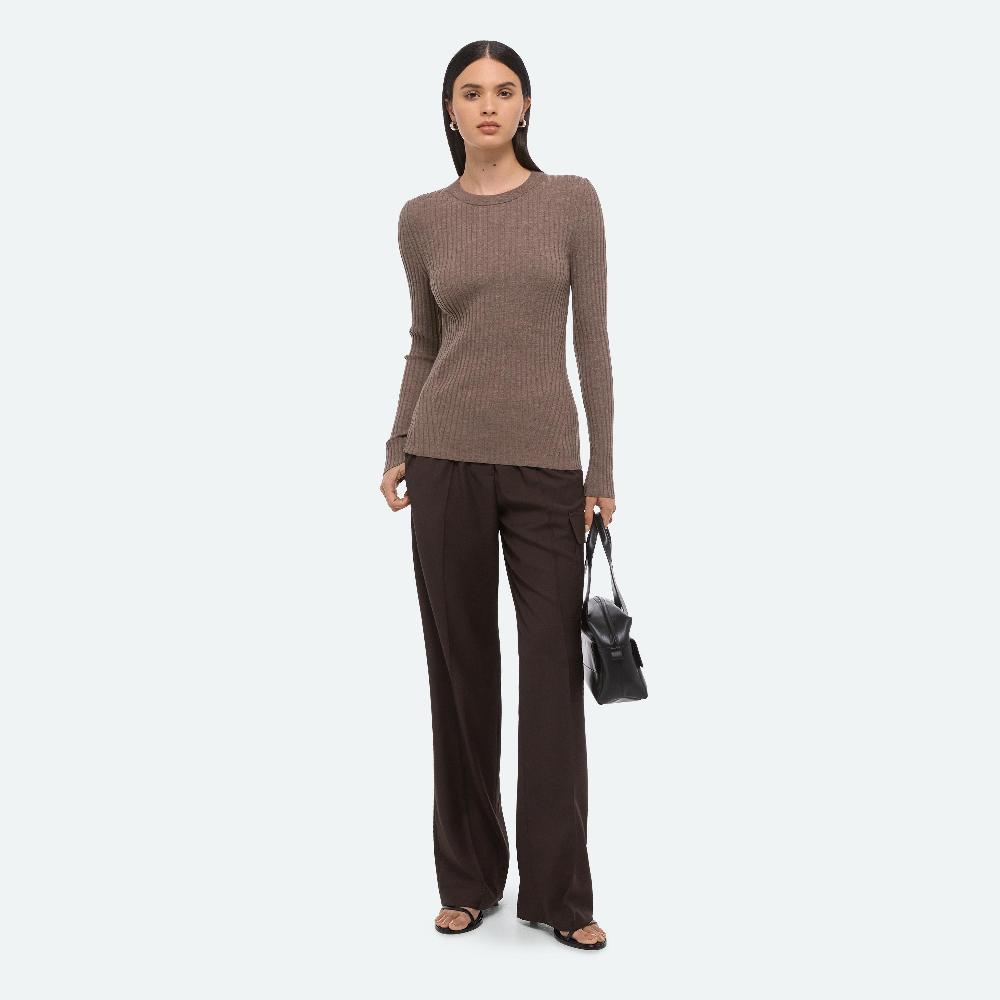 Helmut Lang Open-back Ribbed Top Light Brown Melange