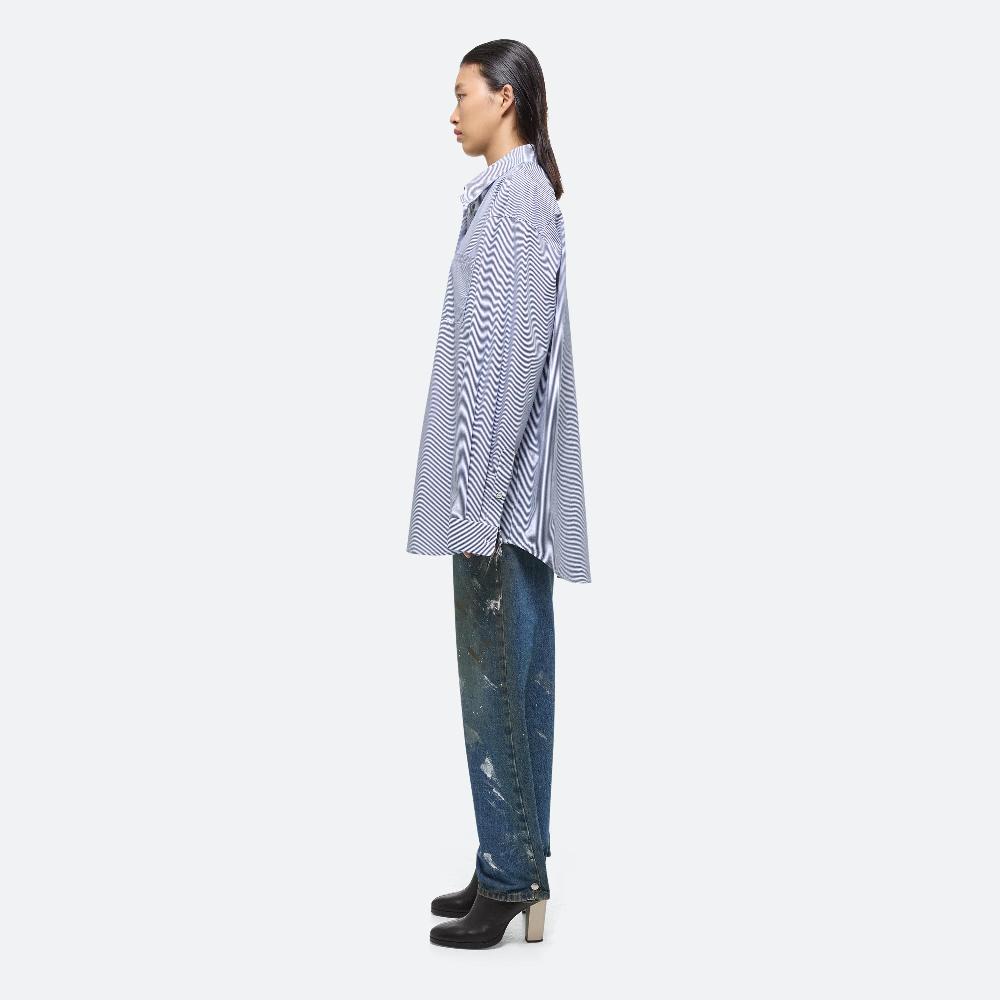 Helmut Lang Oversized Striped Poplin Shirt Blue Stripe