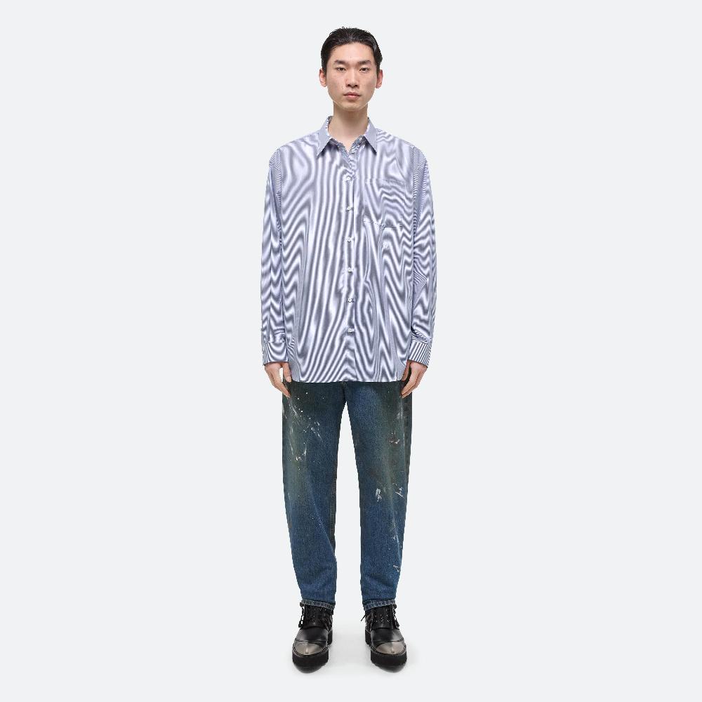 helmut lang Oversized Striped Poplin Shirt blue stripe