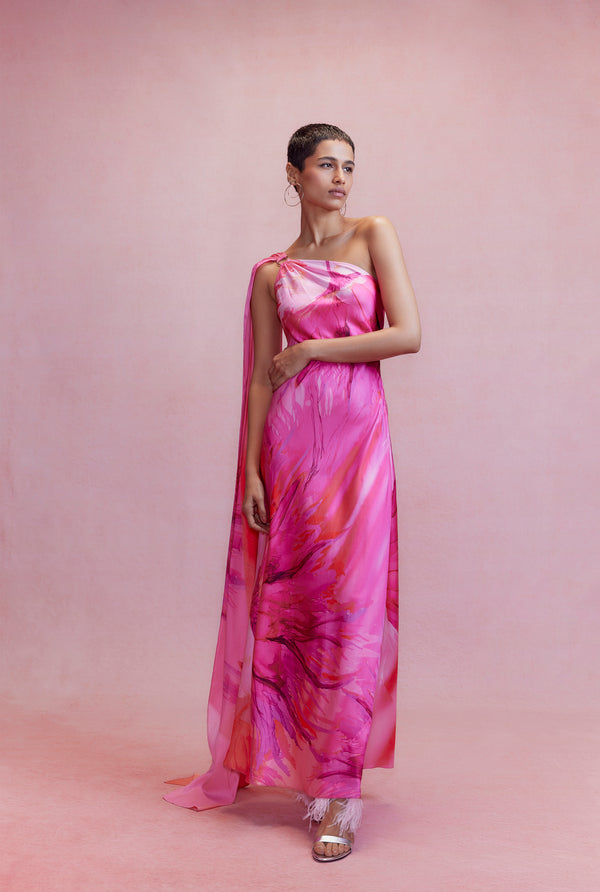 Hemant & Nandita Abira One Shoulder Dress