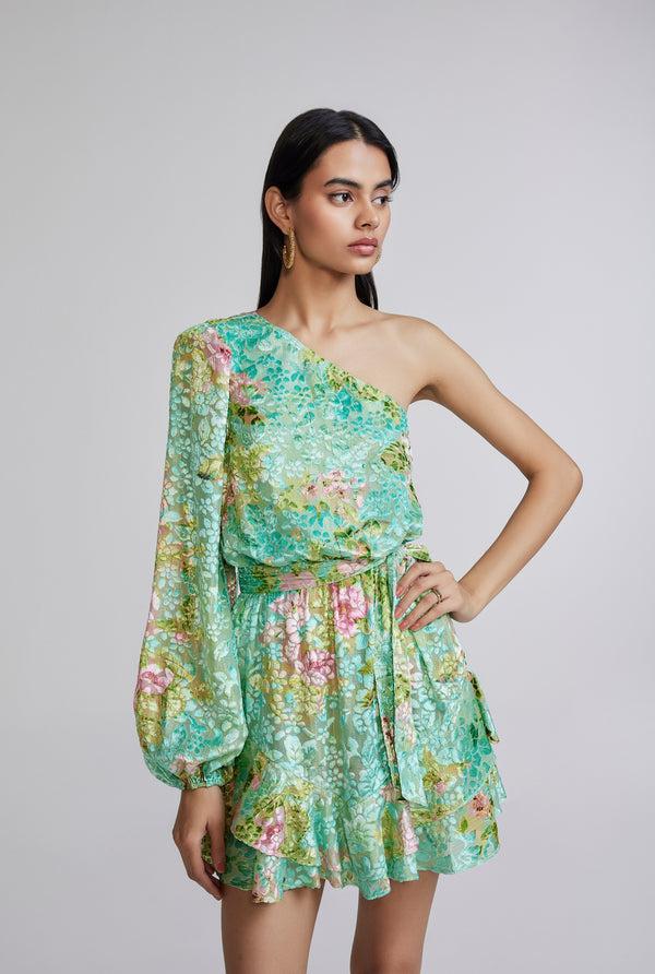 Hemant & Nandita Azra One Shoulder Dress