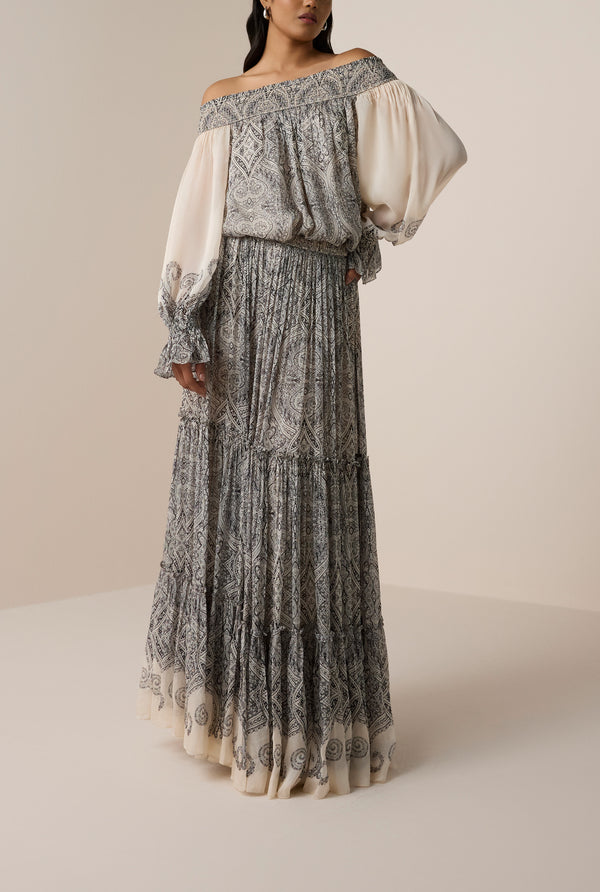 Hemant & Nandita Chavi Tiered Maxi Skirt