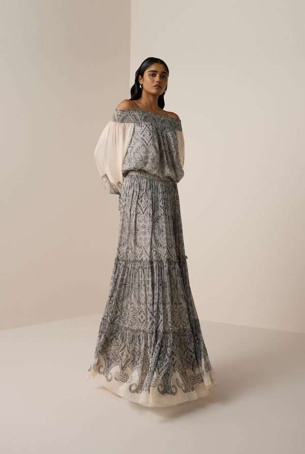 Hemant & Nandita Chavi Tiered Maxi Skirt