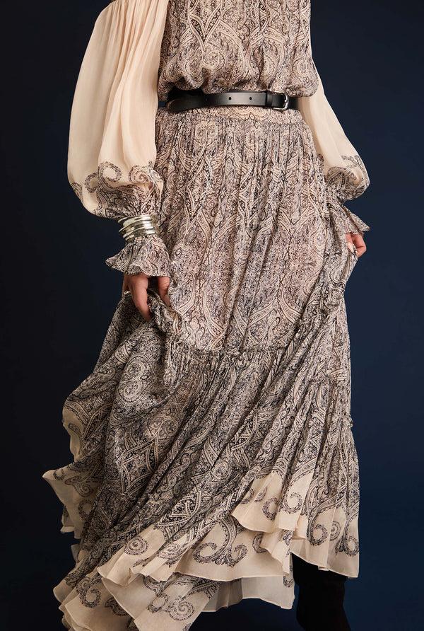 hemant & nandita Chavi Tiered Maxi Skirt