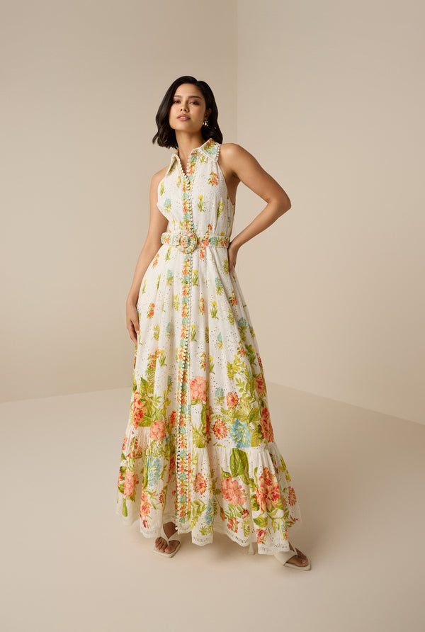 Hemant & Nandita Dhun Collar Long Dress