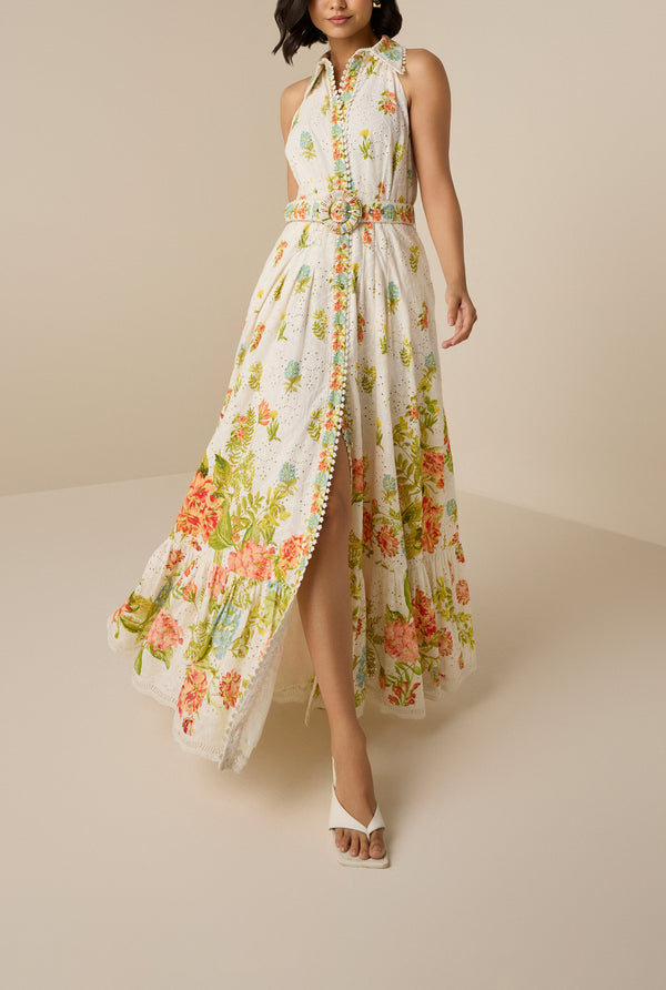 Hemant & Nandita Dhun Collar Long Dress