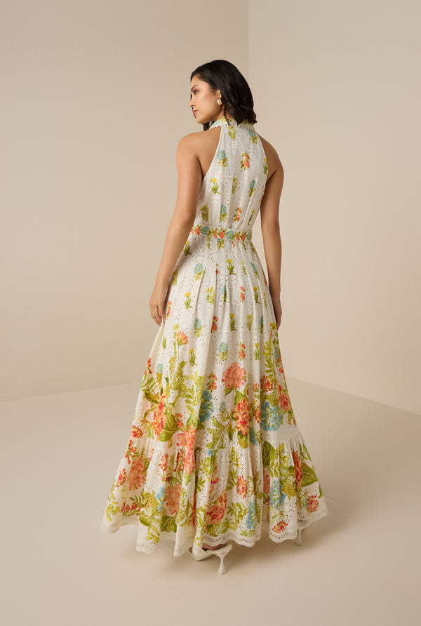 Hemant & Nandita Dhun Collar Long Dress