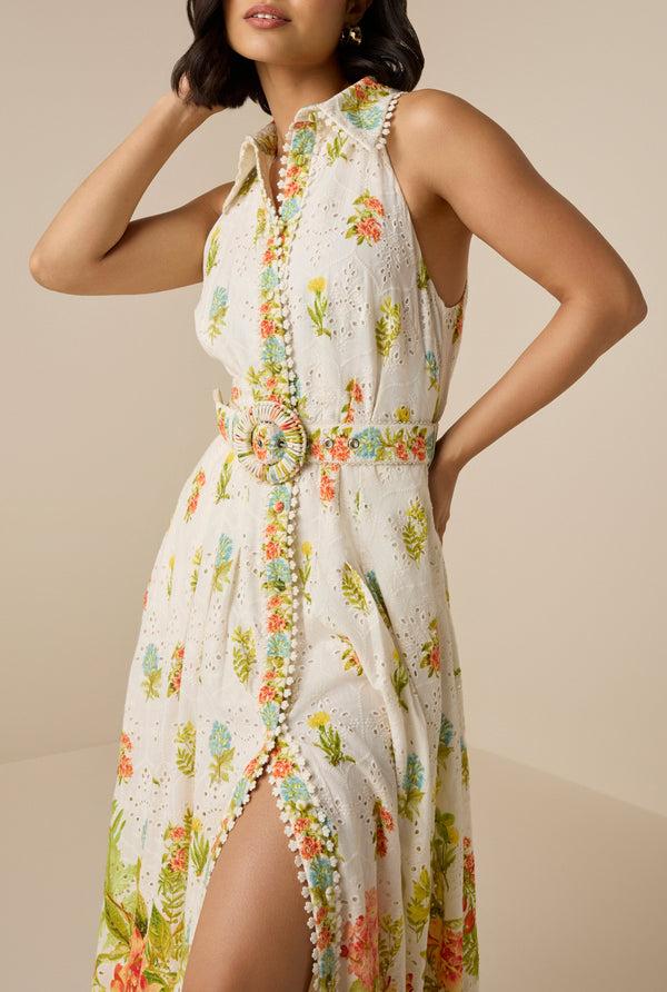 hemant & nandita Dhun Collar Long Dress