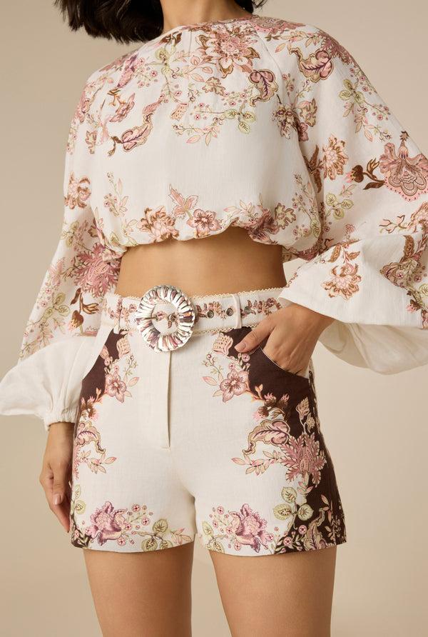 hemant & nandita Diza Buckle White Shorts