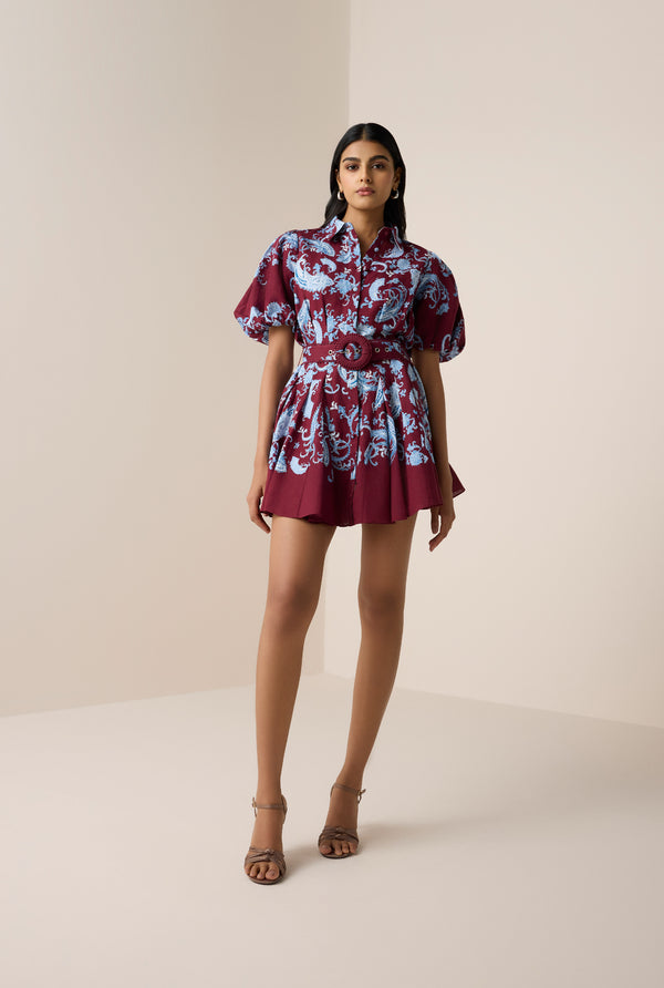 hemant & nandita Hiba Collared Mini Dress
