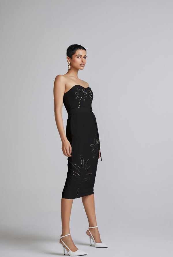 Hemant & Nandita Lani Black Midi Dress