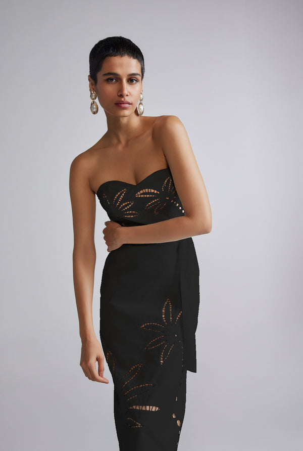 Hemant & Nandita Lani Black Midi Dress