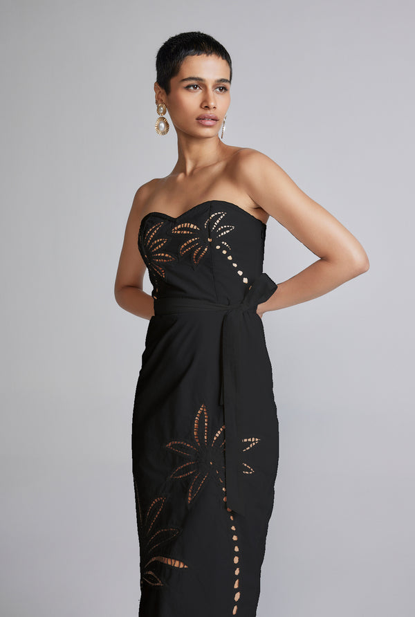 hemant & nandita Lani Black Midi Dress