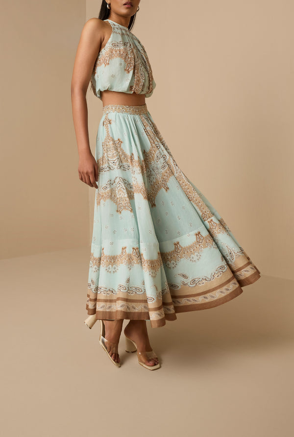 Hemant & Nandita Navi Midi Skirt