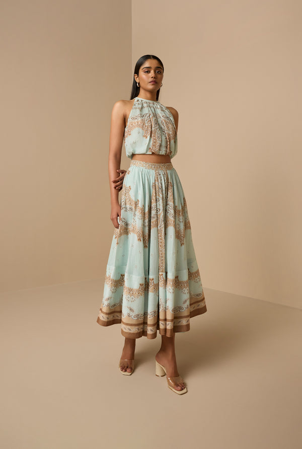 Hemant & Nandita Navi Midi Skirt