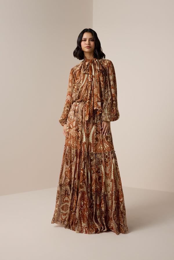 Hemant & Nandita Rida Tiered Maxi Skirt