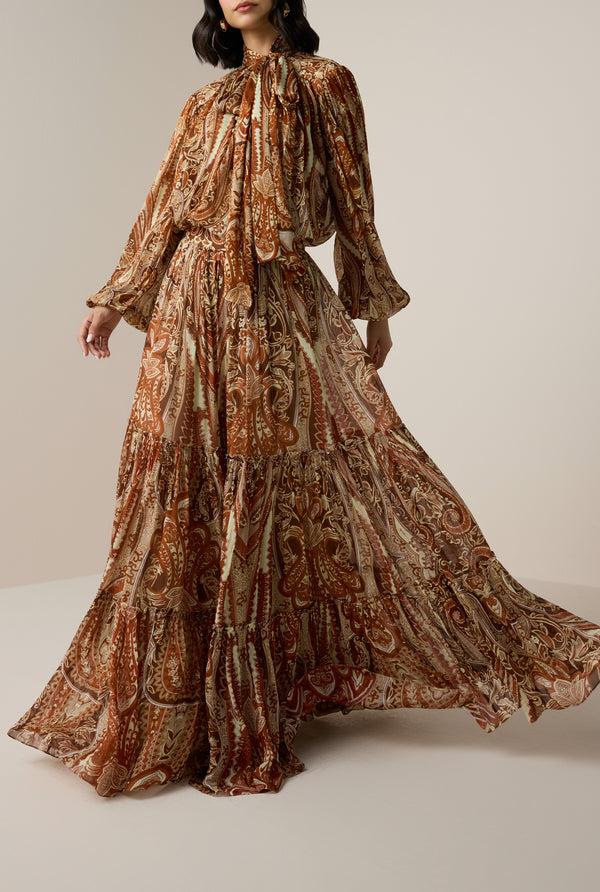 hemant & nandita Rida Tiered Maxi Skirt