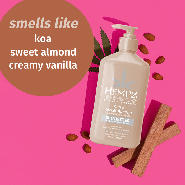 Hempz Couture Beauty Actives Koa & Sweet Almond Smoothing Body Moisturizer With Shea Butter