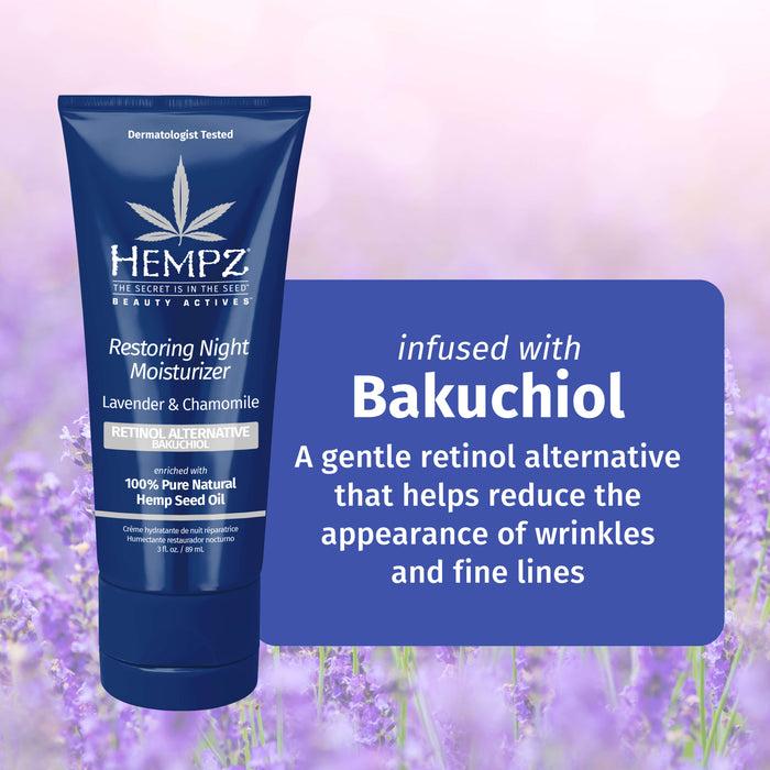 Hempz Couture Beauty Actives Lavender & Chamomile Restoring Night Facial Moisturizer With Retinol Alternative
