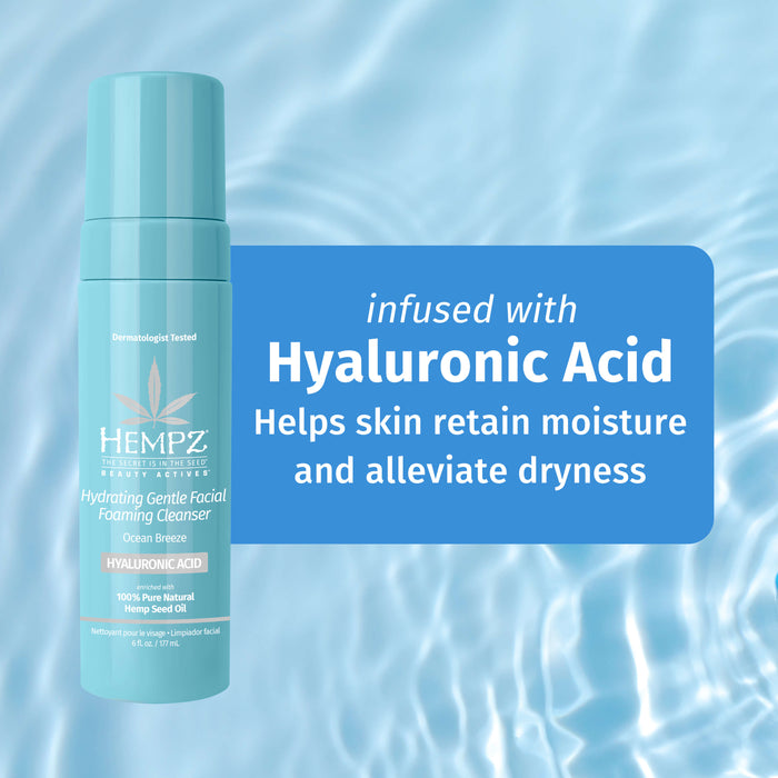 Hempz Couture Beauty Actives Ocean Breeze Gentle Facial Foaming Cleanser With Hyaluronic Acid