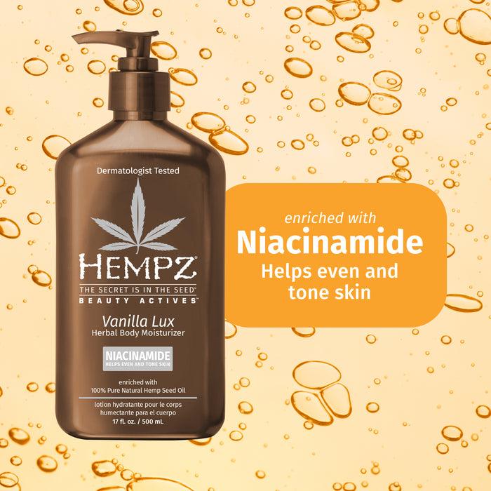 Hempz Couture Beauty Actives Vanilla Lux Body Moisturizer With Niacinamide