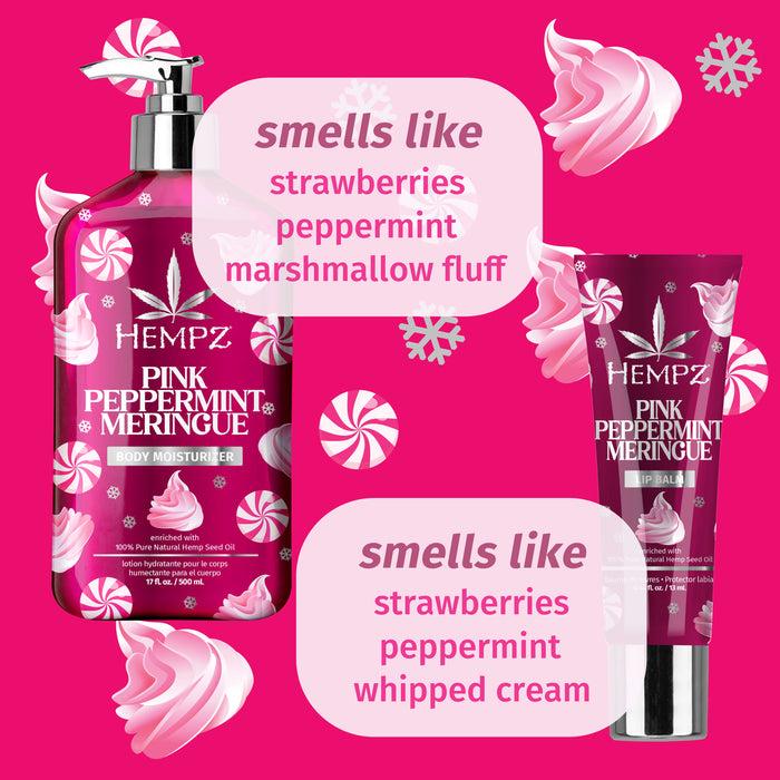 Hempz Couture Festive Mint Hydration Pink Peppermint Meringue Lotion & Lip Balm Gift Set