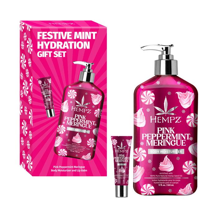 hempz couture Festive Mint Hydration Pink Peppermint Meringue Lotion & Lip Balm Gift Set