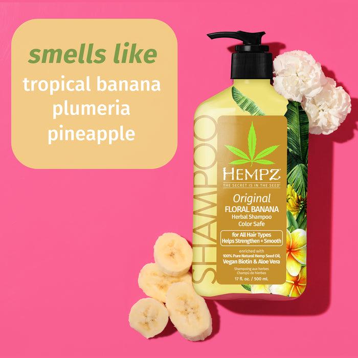 Hempz Couture Original Floral Banana Herbal Shampoo With Vegan Biotin & Aloe Vera For All Hair Types