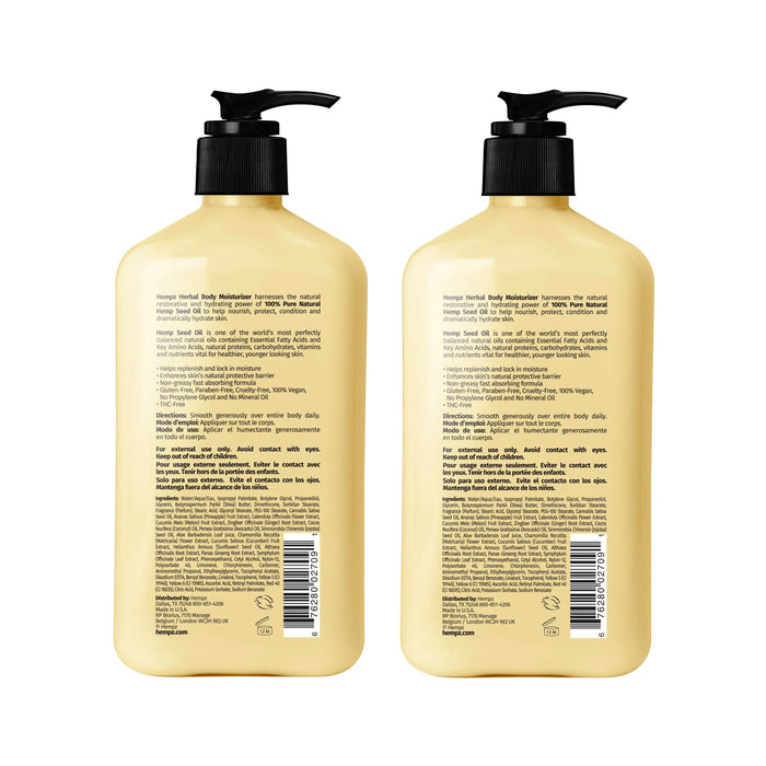 Hempz Couture Sweet Pineapple & Honey Melon Herbal Body Moisturizing Lotion Two-Pack Bundle