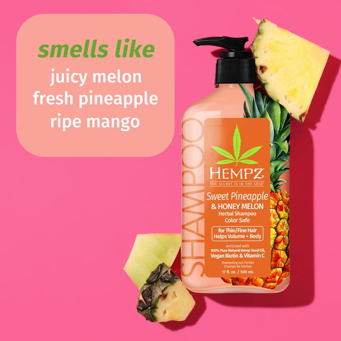Hempz Couture Sweet Pineapple & Honey Melon Herbal Shampoo With Vegan Biotin & Vitamin C For Thin/Fine Hair