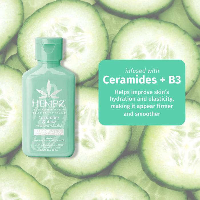 Hempz Couture Travel-Size Beauty Actives Cucumber & Aloe Herbal Body Moisturizer With Ceramides + B3