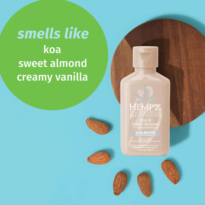 Hempz Couture Travel-Size Beauty Actives Koa & Sweet Almond Smoothing Herbal Body Moisturizer With Shea Butter