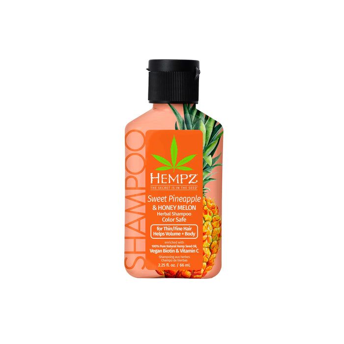 hempz couture Travel-Size Sweet Pineapple & Honey Melon Herbal Shampoo with Vegan Biotin & Vitamin C for Thin/Fine Hair